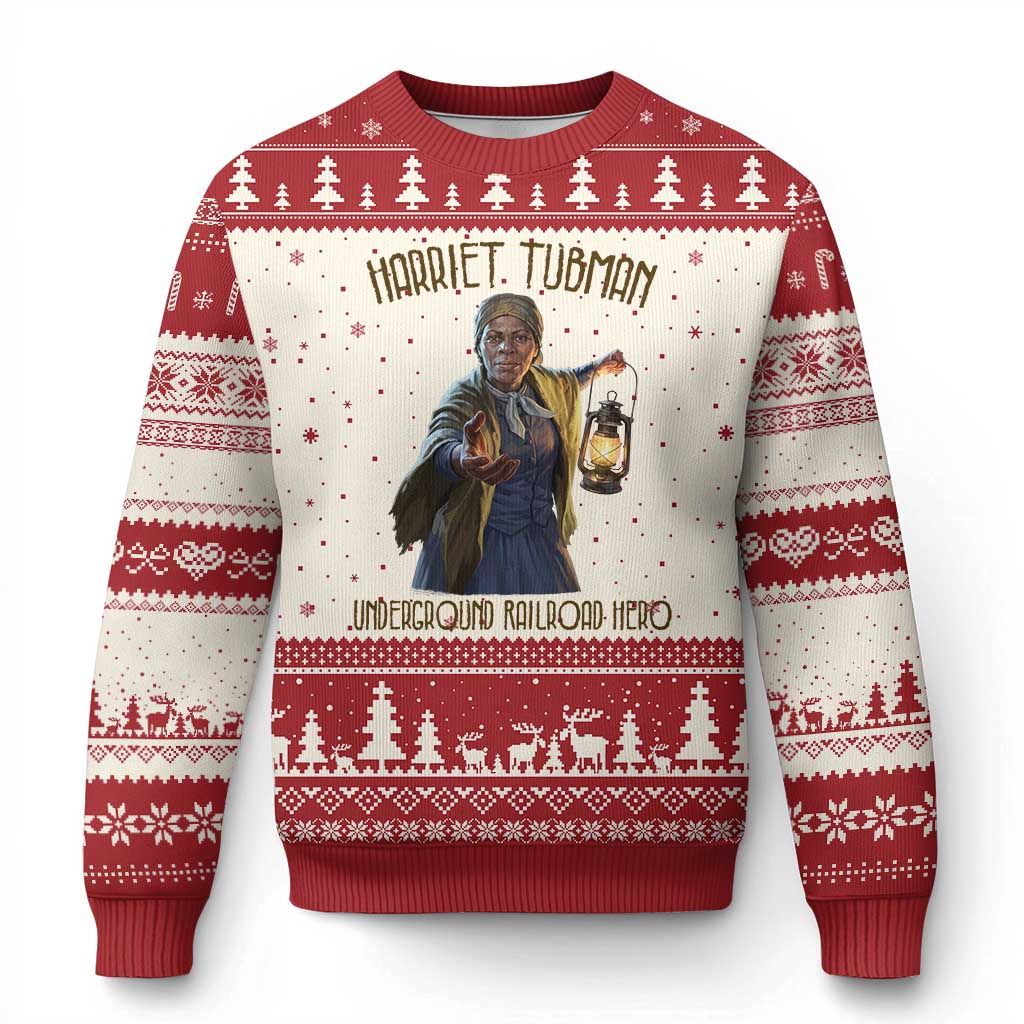 Harriet Tubman Ugly Christmas Sweater Underground Railroad Hero Black History Month Gift TS12 Beige Red Print Your Wear