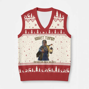Harriet Tubman V-Neck Knit Sweater Vest Underground Railroad Hero Black History Month Gift TS12 Beige Red Print Your Wear