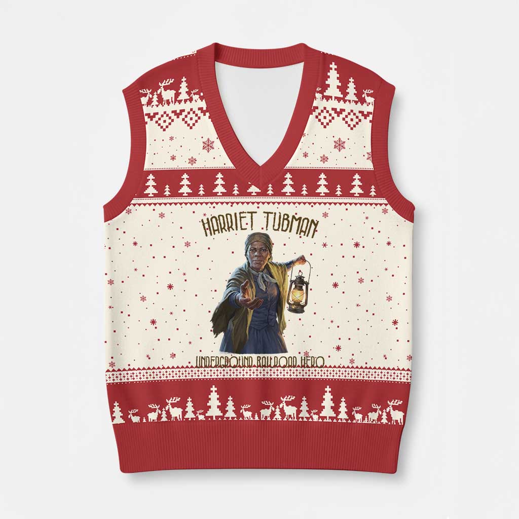 Harriet Tubman V-Neck Knit Sweater Vest Underground Railroad Hero Black History Month Gift TS12 Beige Red Print Your Wear