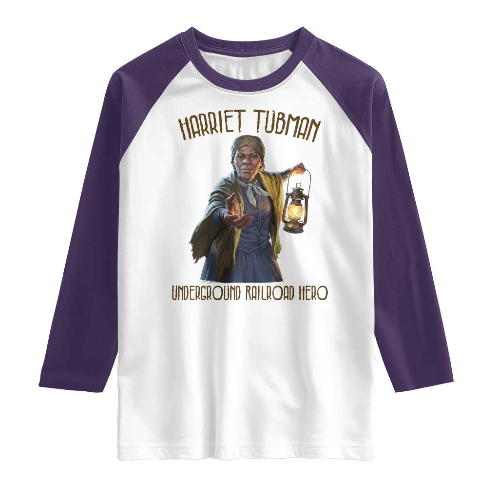 Harriet Tubman Raglan Shirt Underground Railroad Hero Black History Month Gift TS12 White Purple Print Your Wear