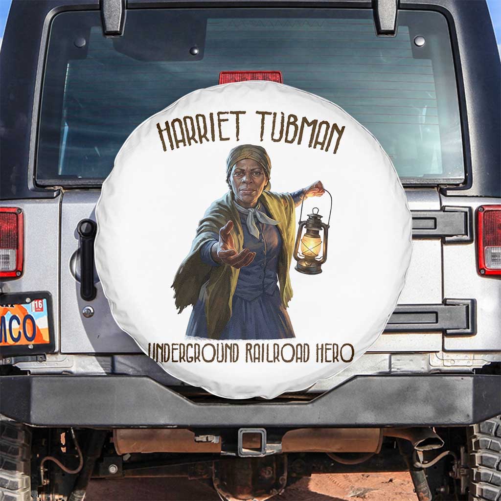 Harriet Tubman Spare Tire Cover Underground Railroad Hero Black History Month Gift TS12 No hole White Print Your Wear