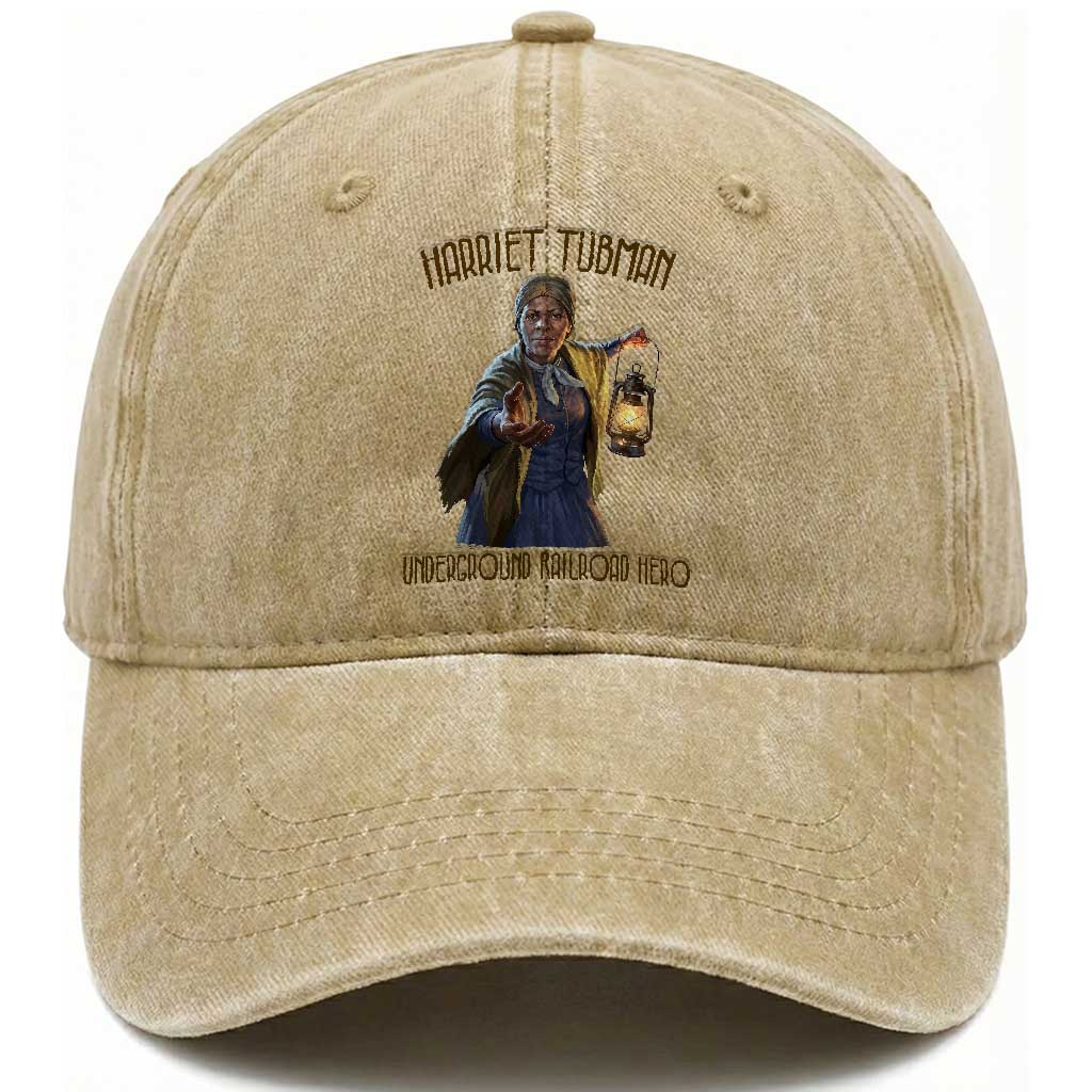 Harriet Tubman Washed Cotton Baseball Cap Underground Railroad Hero Black History Month Gift TS12 Print Your Wear