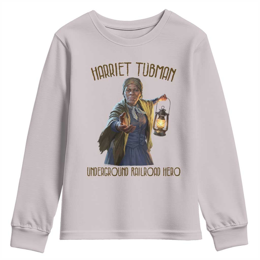 Harriet Tubman Youth Sweatshirt Underground Railroad Hero Black History Month Gift TS12 Ice Gray Print Your Wear