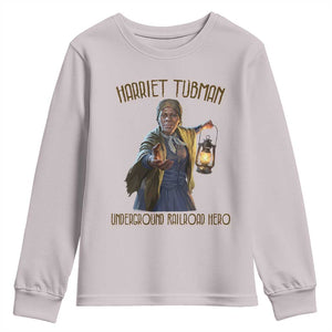 Harriet Tubman Youth Sweatshirt Underground Railroad Hero Black History Month Gift TS12 Ice Gray Print Your Wear