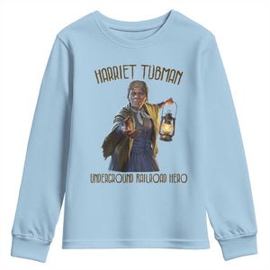 Harriet Tubman Youth Sweatshirt Underground Railroad Hero Black History Month Gift TS12 Light Blue Print Your Wear
