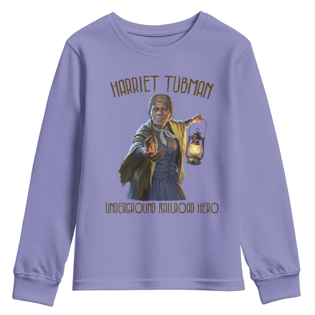 Harriet Tubman Youth Sweatshirt Underground Railroad Hero Black History Month Gift TS12 Violet Print Your Wear