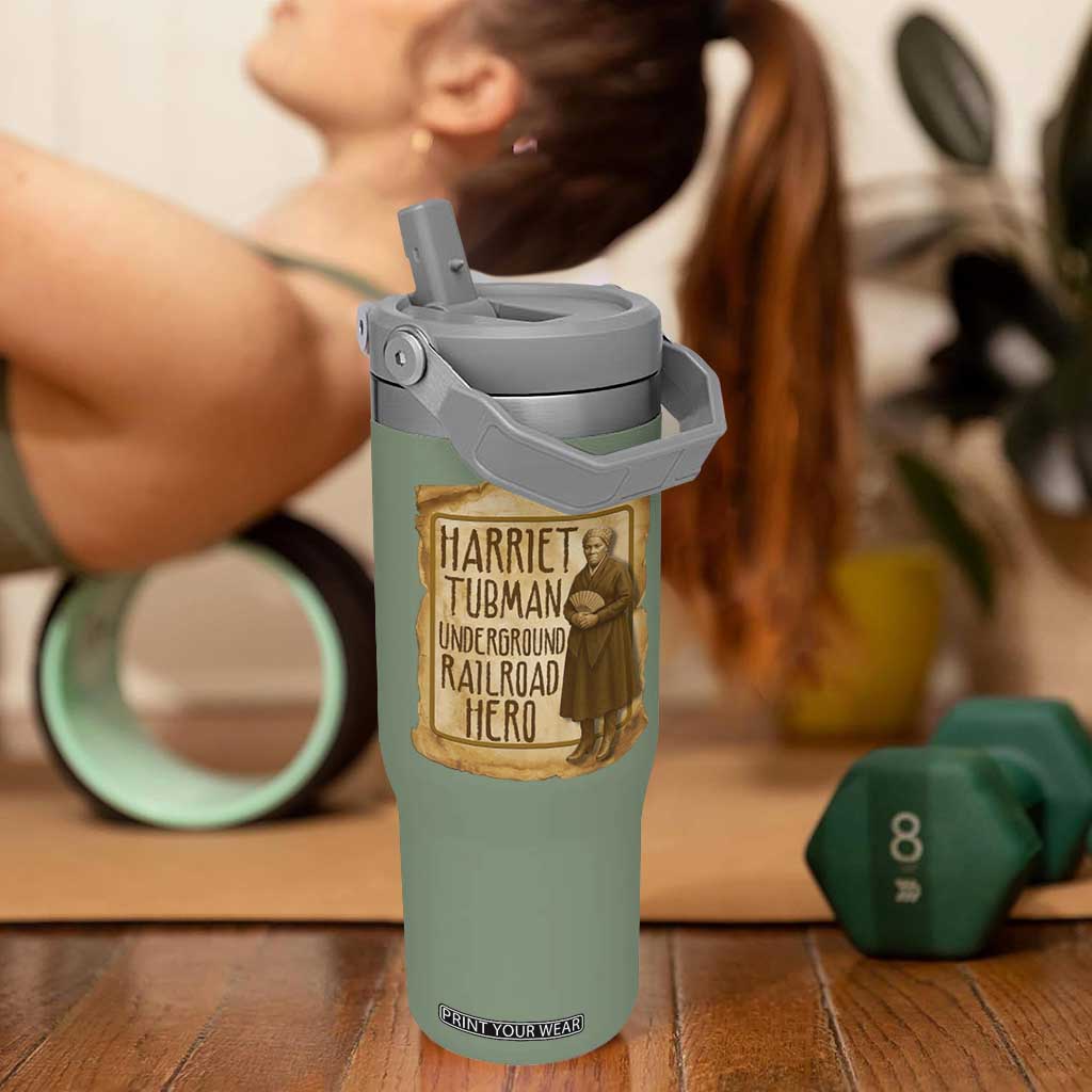 Underground Railroad Hero Harriet Tubman Flip Straw Tumbler Feminist History Gift TS12 One Size: 30 oz Moss Green Print Your Wear