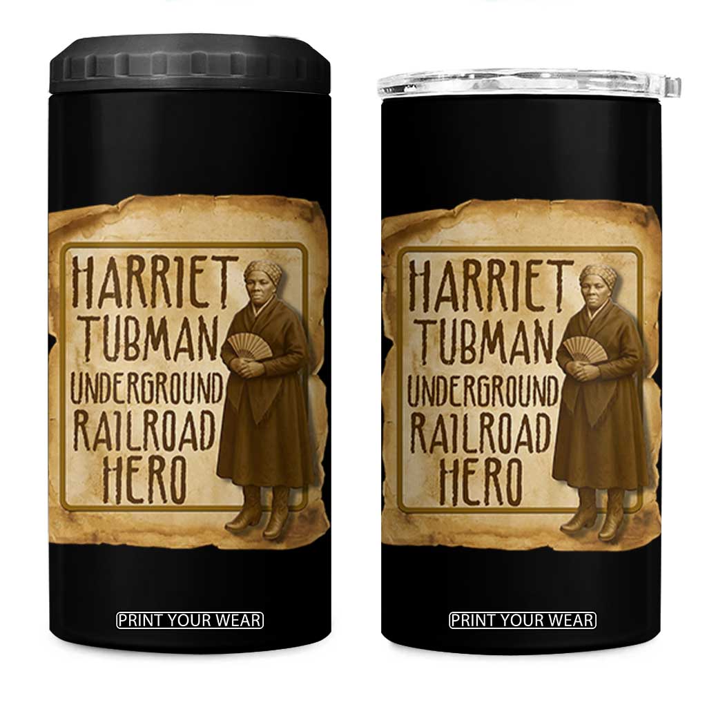Underground Railroad Hero Harriet Tubman 4 in 1 Can Cooler Tumbler Feminist History Gift TS12 One Size: 16 oz Black Print Your Wear