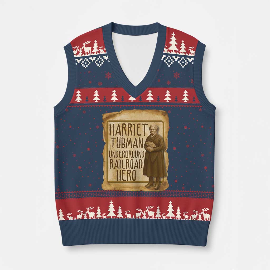 Underground Railroad Hero Harriet Tubman V-Neck Knit Sweater Vest Feminist History Gift TS12 Navy Red Print Your Wear