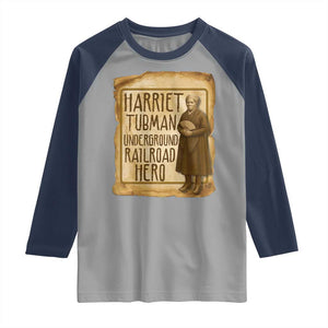 Underground Railroad Hero Harriet Tubman Raglan Shirt Feminist History Gift TS12 Sport Gray Navy Print Your Wear