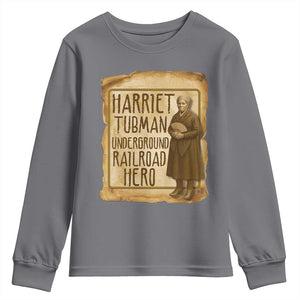 Underground Railroad Hero Harriet Tubman Youth Sweatshirt Feminist History Gift TS12 Charcoal Print Your Wear