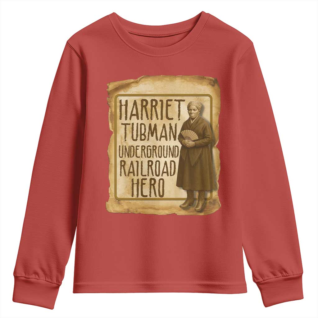 Underground Railroad Hero Harriet Tubman Youth Sweatshirt Feminist History Gift TS12 Red Print Your Wear
