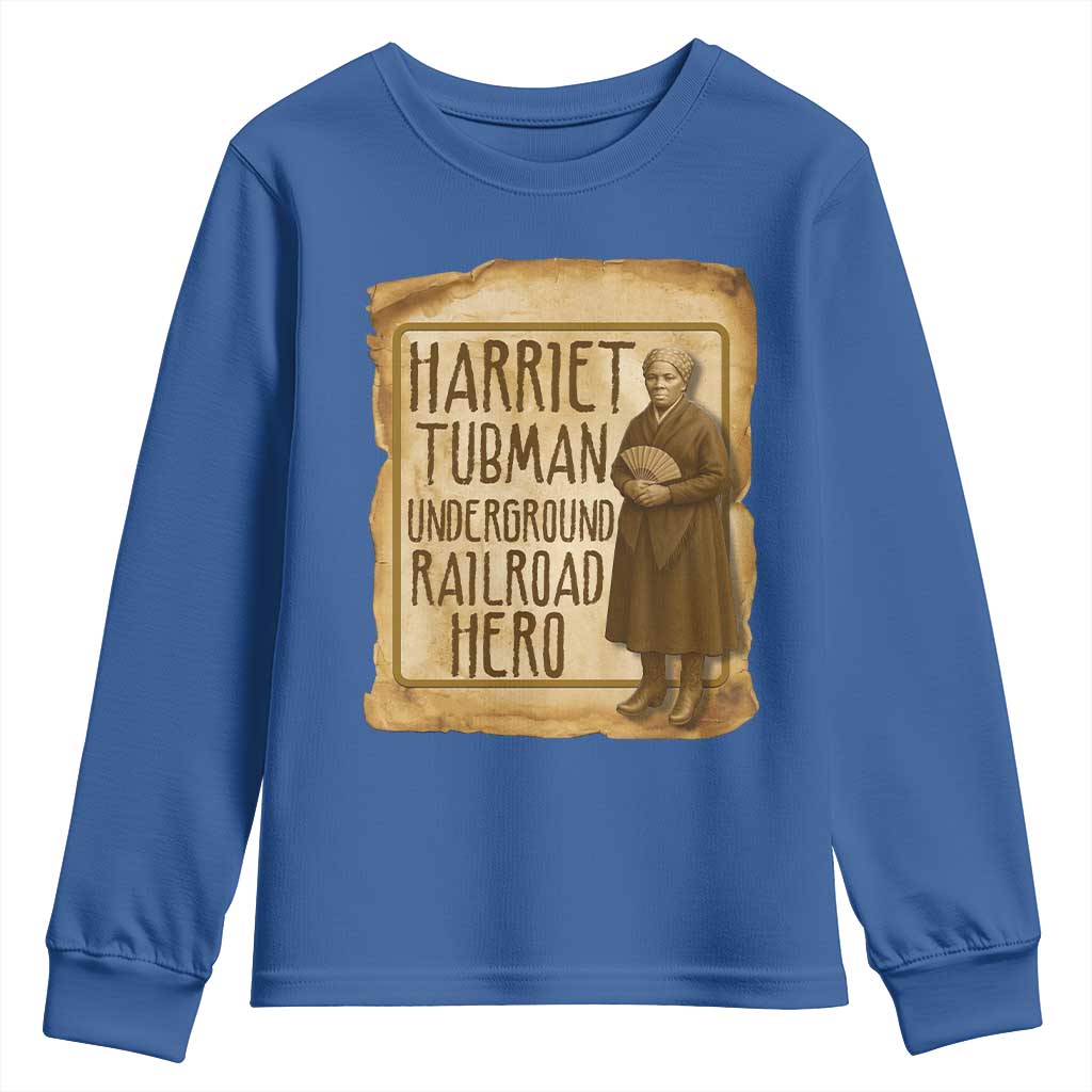Underground Railroad Hero Harriet Tubman Youth Sweatshirt Feminist History Gift TS12 Royal Blue Print Your Wear