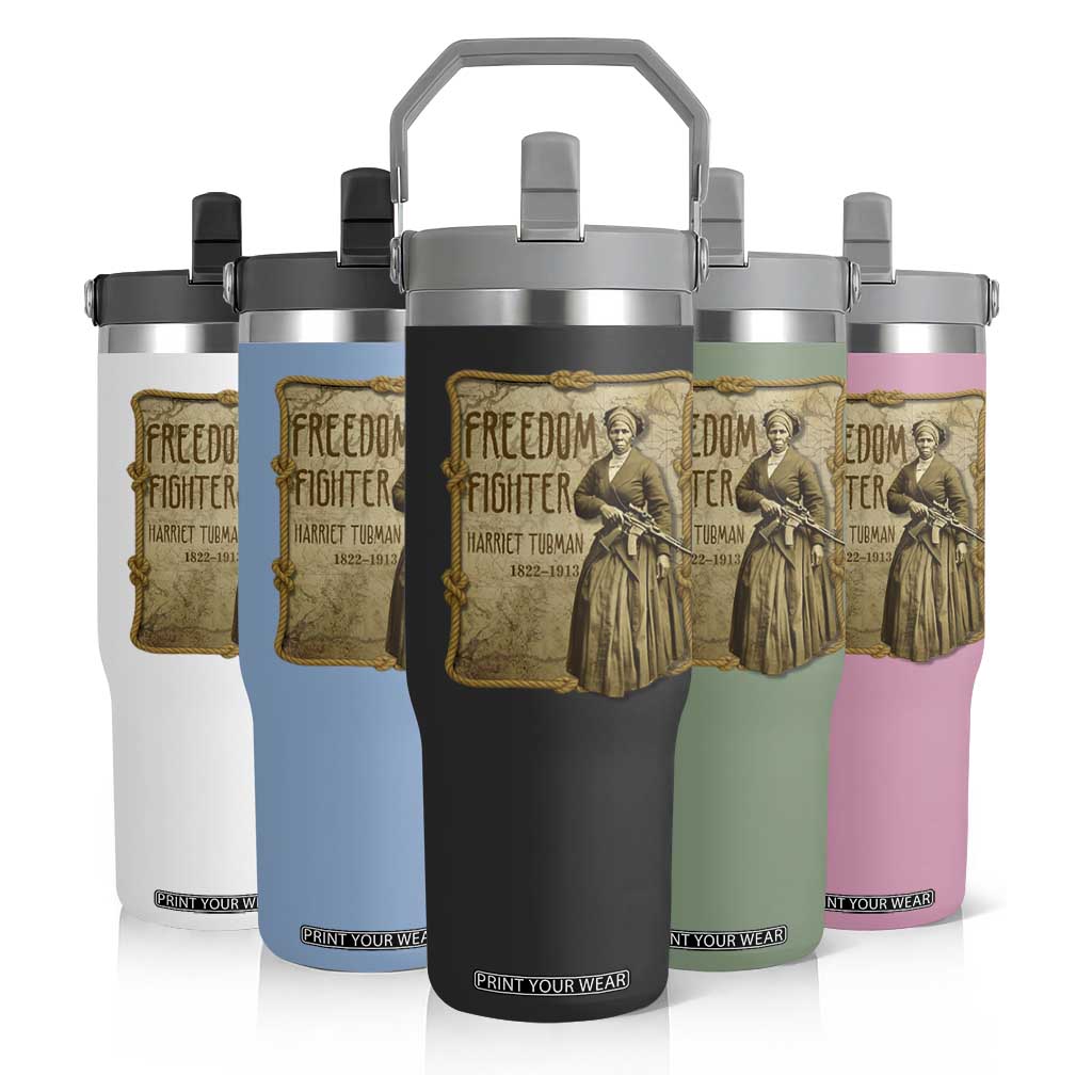 Harriet Tubman Freedom Fighter Flip Straw Tumbler Feminist History Gift TS12 Print Your Wear