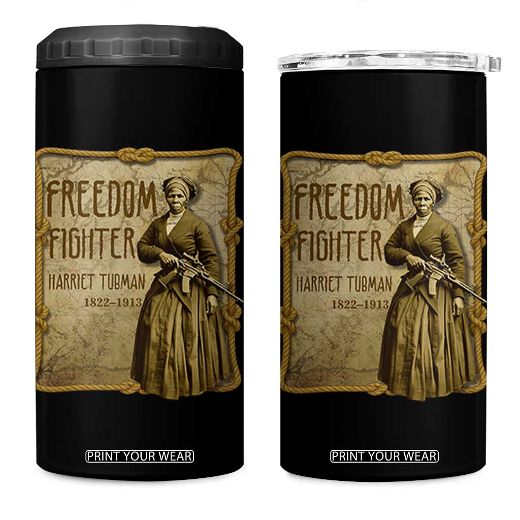 Harriet Tubman Freedom Fighter 4 in 1 Can Cooler Tumbler Feminist History Gift TS12 One Size: 16 oz Black Print Your Wear
