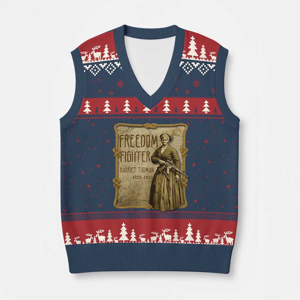 Harriet Tubman Freedom Fighter V-Neck Knit Sweater Vest Feminist History Gift TS12 Navy Red Print Your Wear