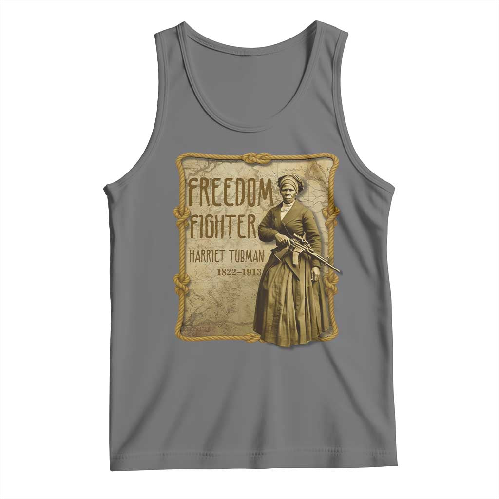 Harriet Tubman Freedom Fighter Tank Top Feminist History Gift TS12 Black Heather Print Your Wear