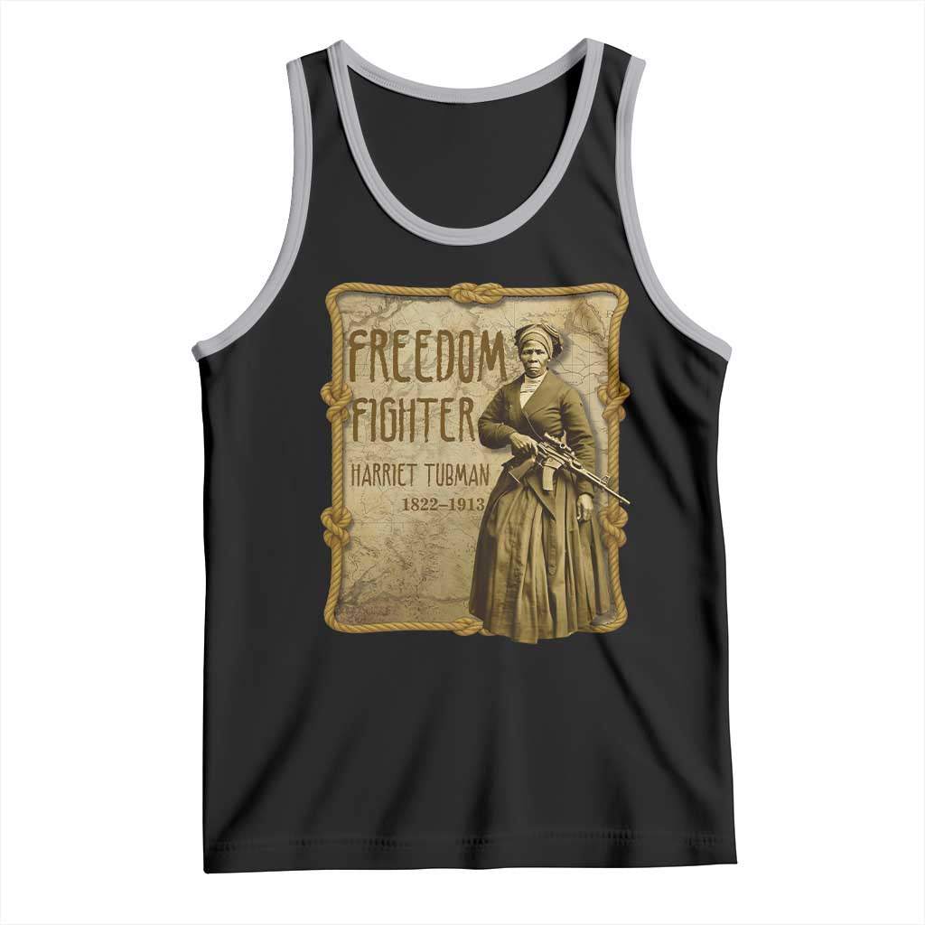 Harriet Tubman Freedom Fighter Tank Top Feminist History Gift TS12 Black Athletic Heather Print Your Wear