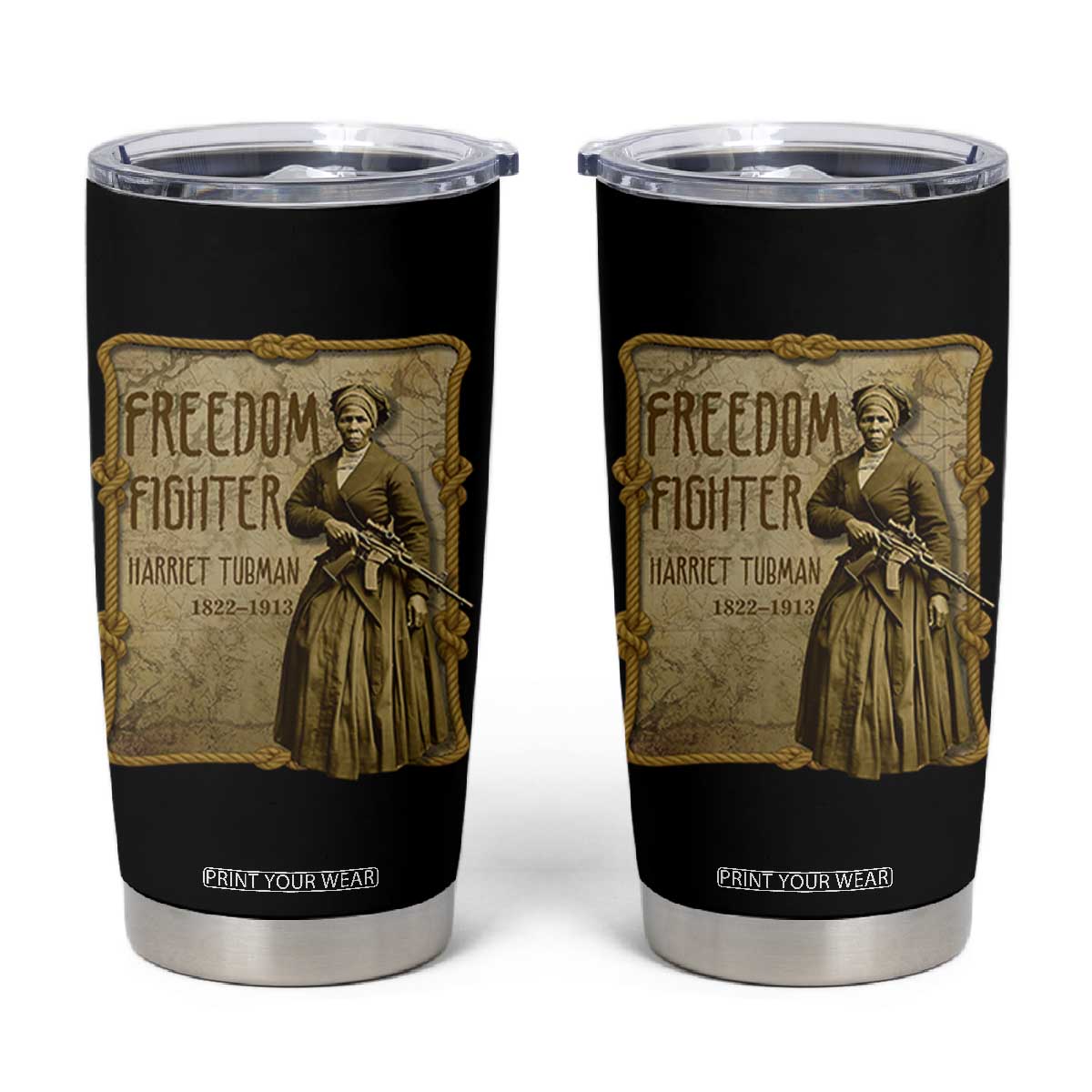 Harriet Tubman Freedom Fighter Tumbler Cup Feminist History Gift TS12 Black Print Your Wear