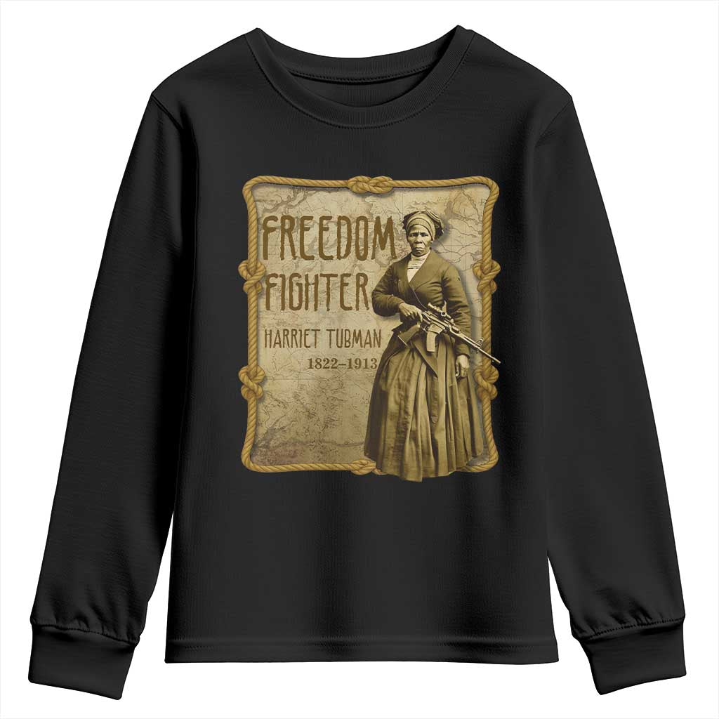 Harriet Tubman Freedom Fighter Youth Sweatshirt Feminist History Gift TS12 Black Print Your Wear