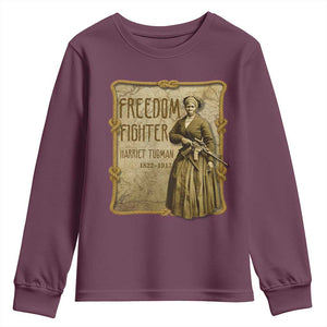 Harriet Tubman Freedom Fighter Youth Sweatshirt Feminist History Gift TS12 Maroon Print Your Wear