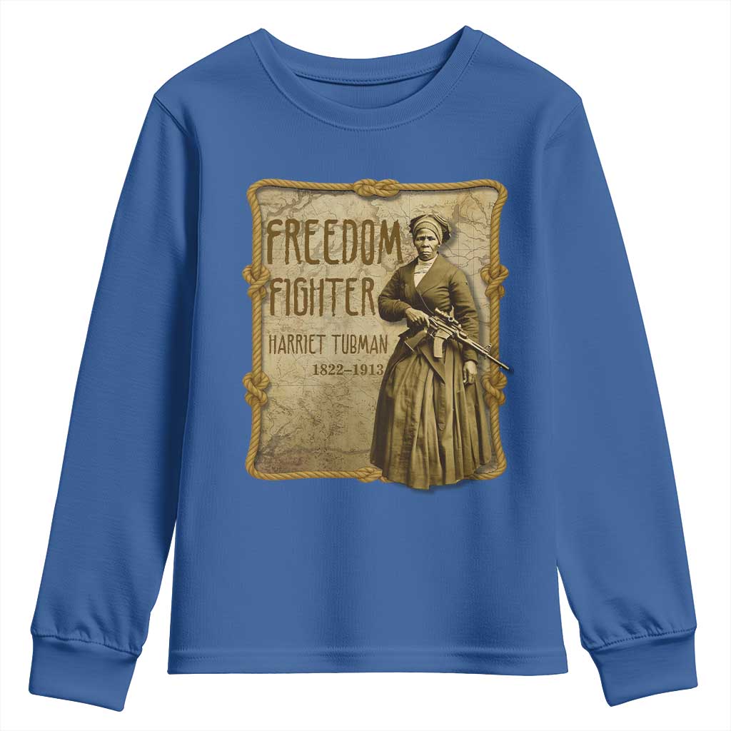 Harriet Tubman Freedom Fighter Youth Sweatshirt Feminist History Gift TS12 Royal Blue Print Your Wear
