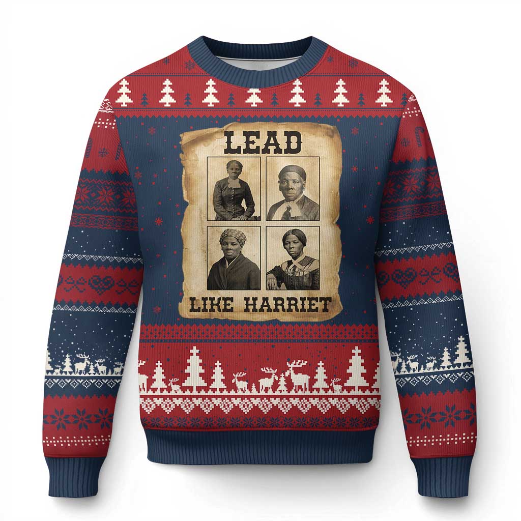 Vintage Harriet Tubman Poster Ugly Christmas Sweater Lead Like Harriet TS12 Navy Red Print Your Wear