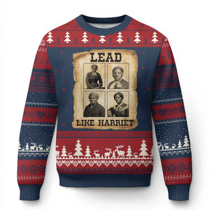 Vintage Harriet Tubman Poster Ugly Christmas Sweater Lead Like Harriet TS12 Navy Red Print Your Wear