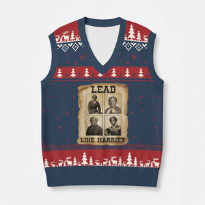 Vintage Harriet Tubman Poster V-Neck Knit Sweater Vest Lead Like Harriet TS12 Navy Red Print Your Wear