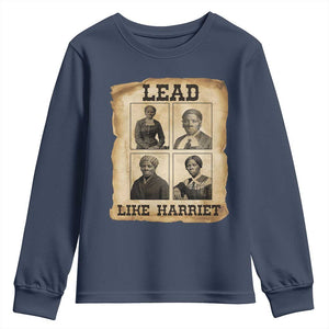 Vintage Harriet Tubman Poster Youth Sweatshirt Lead Like Harriet TS12 Navy Print Your Wear
