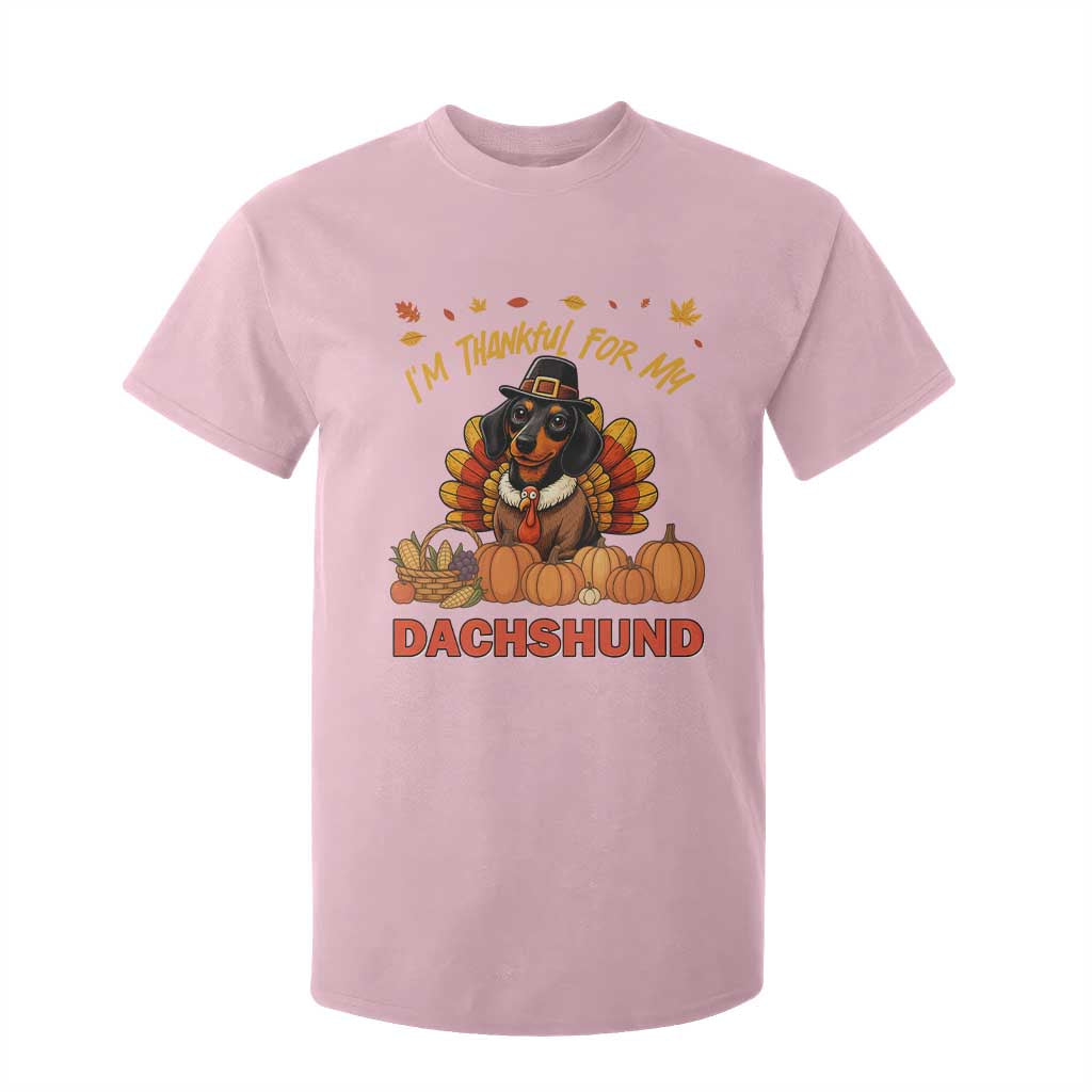 Thanksgiving Dog T Shirt For Kid I Am Thankful For My Dachshund TS12 Light Pink Print Your Wear
