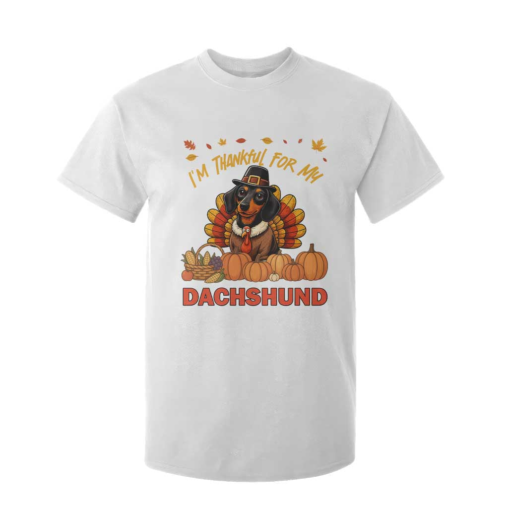 Thanksgiving Dog T Shirt For Kid I Am Thankful For My Dachshund TS12 White Print Your Wear