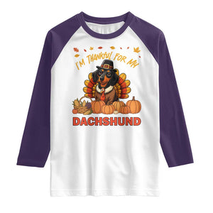 Thanksgiving Dog Raglan Shirt I Am Thankful For My Dachshund TS12 White Purple Print Your Wear