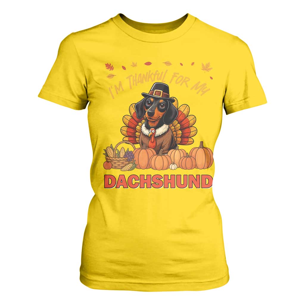 Thanksgiving Dog T Shirt For Women I Am Thankful For My Dachshund TS12 Daisy Print Your Wear