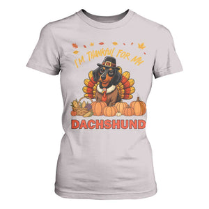Thanksgiving Dog T Shirt For Women I Am Thankful For My Dachshund TS12 Ice Gray Print Your Wear