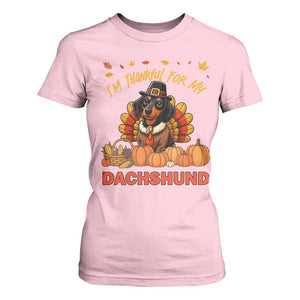 Thanksgiving Dog T Shirt For Women I Am Thankful For My Dachshund TS12 Light Pink Print Your Wear