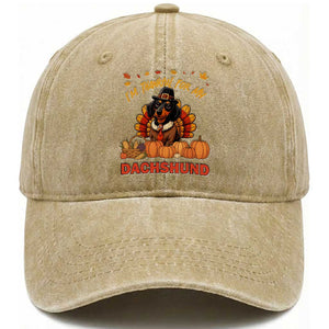 Thanksgiving Dog Washed Cotton Baseball Cap I Am Thankful For My Dachshund TS12 Print Your Wear