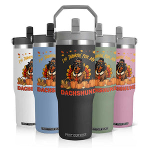 Thanksgiving Dog Flip Straw Tumbler I Am Thankful For My Dachshund TS12 Print Your Wear