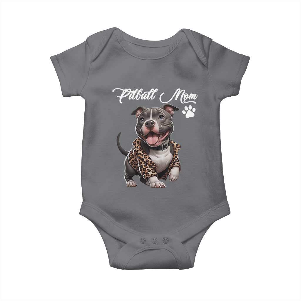 Pitbull Mom Baby Onesie Cute Pitbull Puppy Dog Lovers TS12 Charcoal Print Your Wear