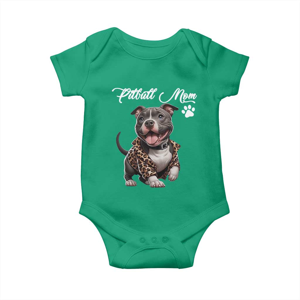 Pitbull Mom Baby Onesie Cute Pitbull Puppy Dog Lovers TS12 Irish Green Print Your Wear