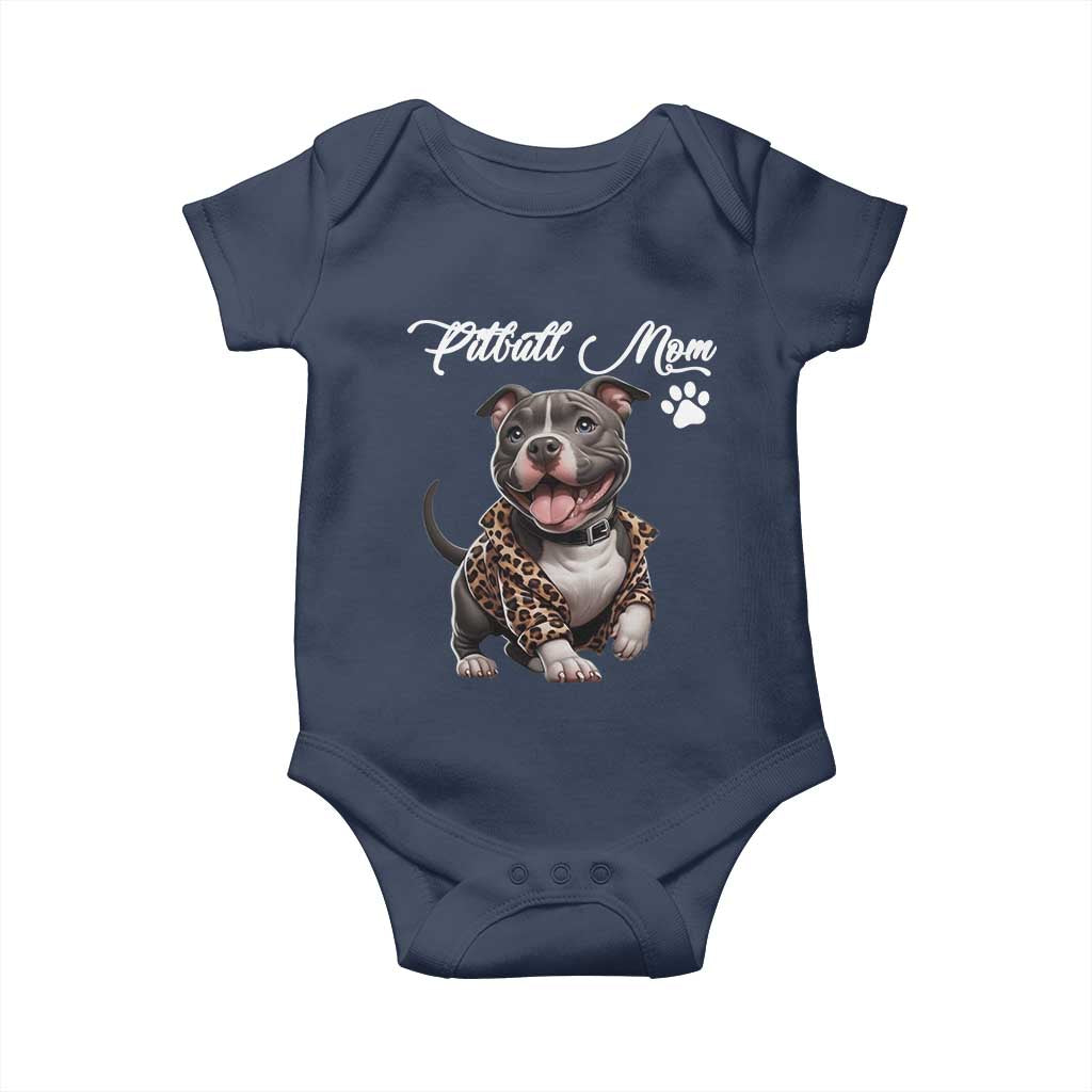Pitbull Mom Baby Onesie Cute Pitbull Puppy Dog Lovers TS12 Navy Print Your Wear