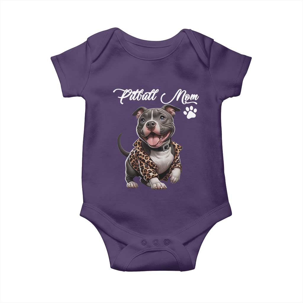 Pitbull Mom Baby Onesie Cute Pitbull Puppy Dog Lovers TS12 Purple Print Your Wear