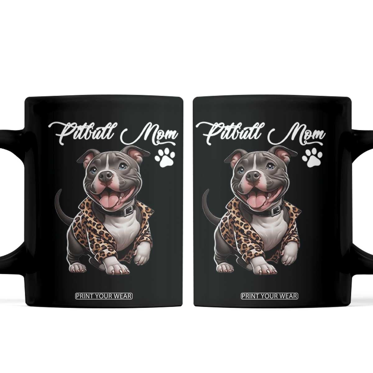 Pitbull Mom Coffee Mug Cute Pitbull Puppy Dog Lovers TS12 Black Print Your Wear