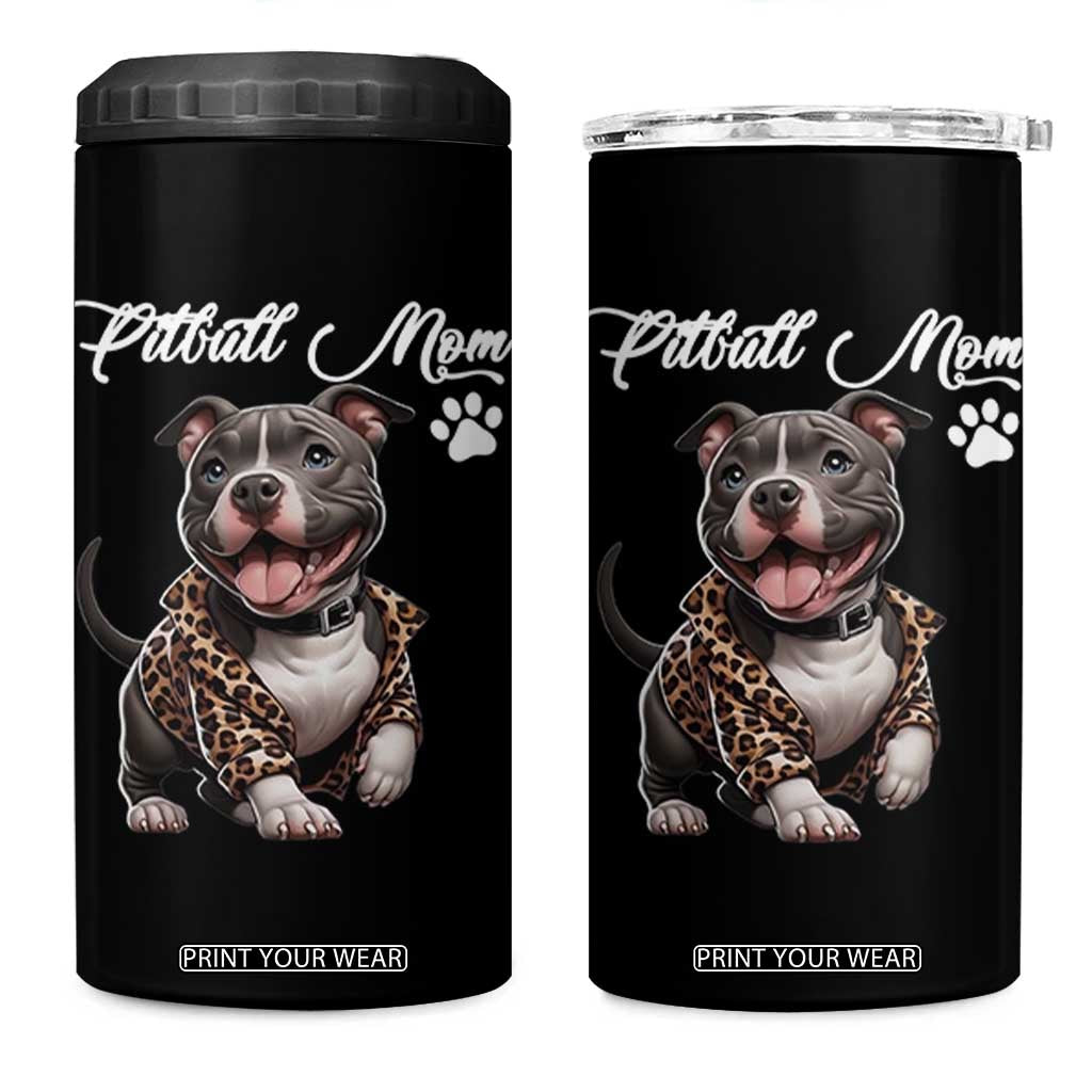 Pitbull Mom 4 in 1 Can Cooler Tumbler Cute Pitbull Puppy Dog Lovers TS12 One Size: 16 oz Black Print Your Wear