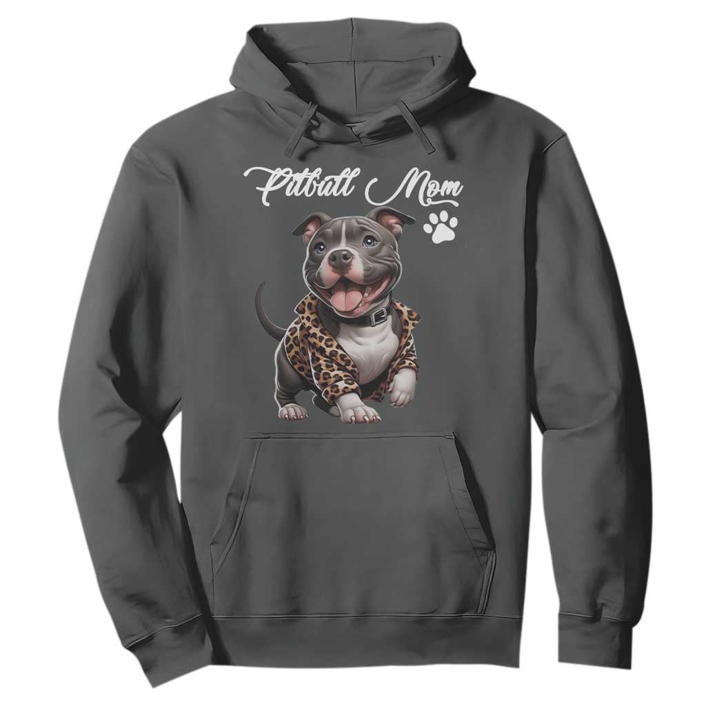 Pitbull Mom Hoodie Cute Pitbull Puppy Dog Lovers TS12 Dark Heather Print Your Wear
