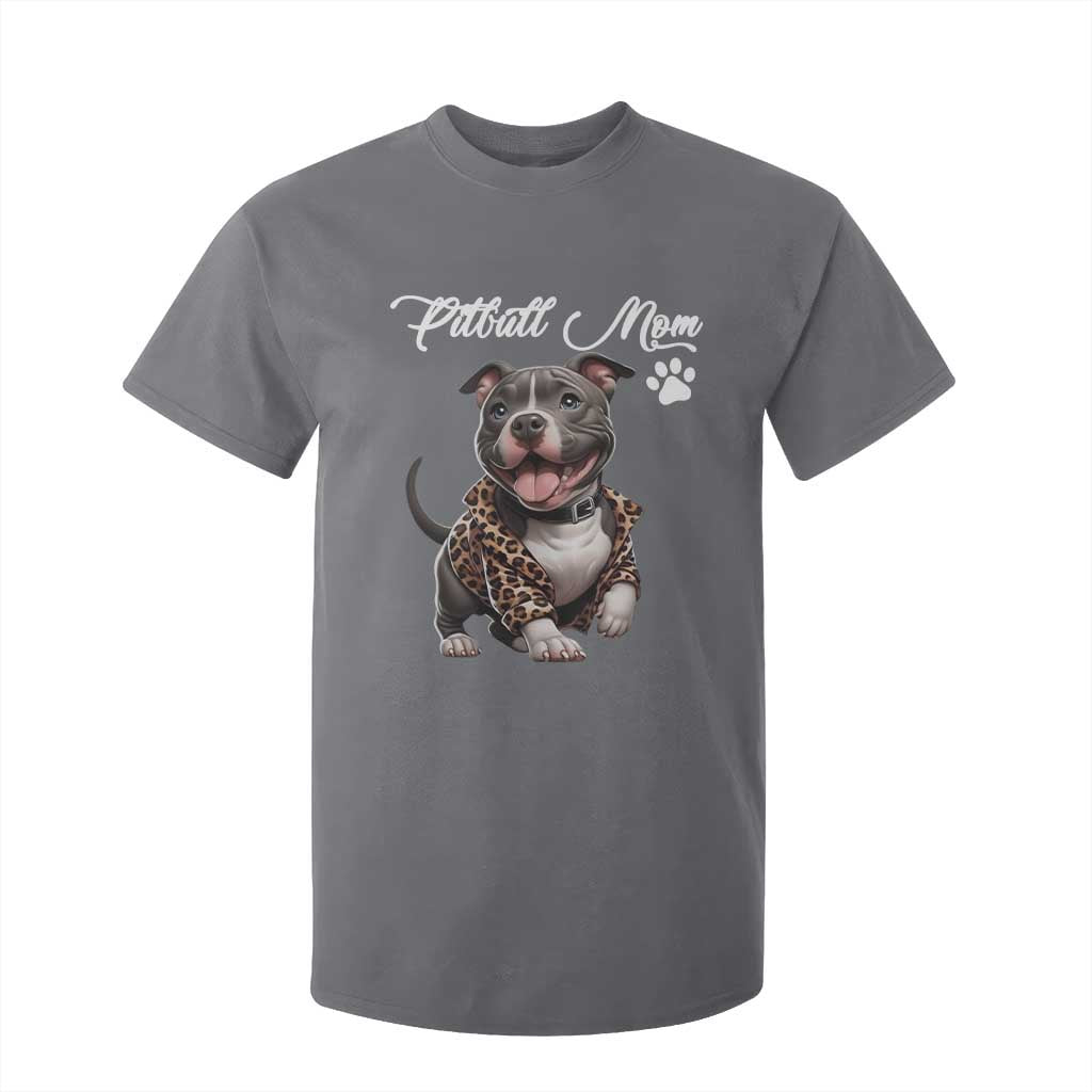 Pitbull Mom T Shirt For Kid Cute Pitbull Puppy Dog Lovers TS12 Charcoal Print Your Wear