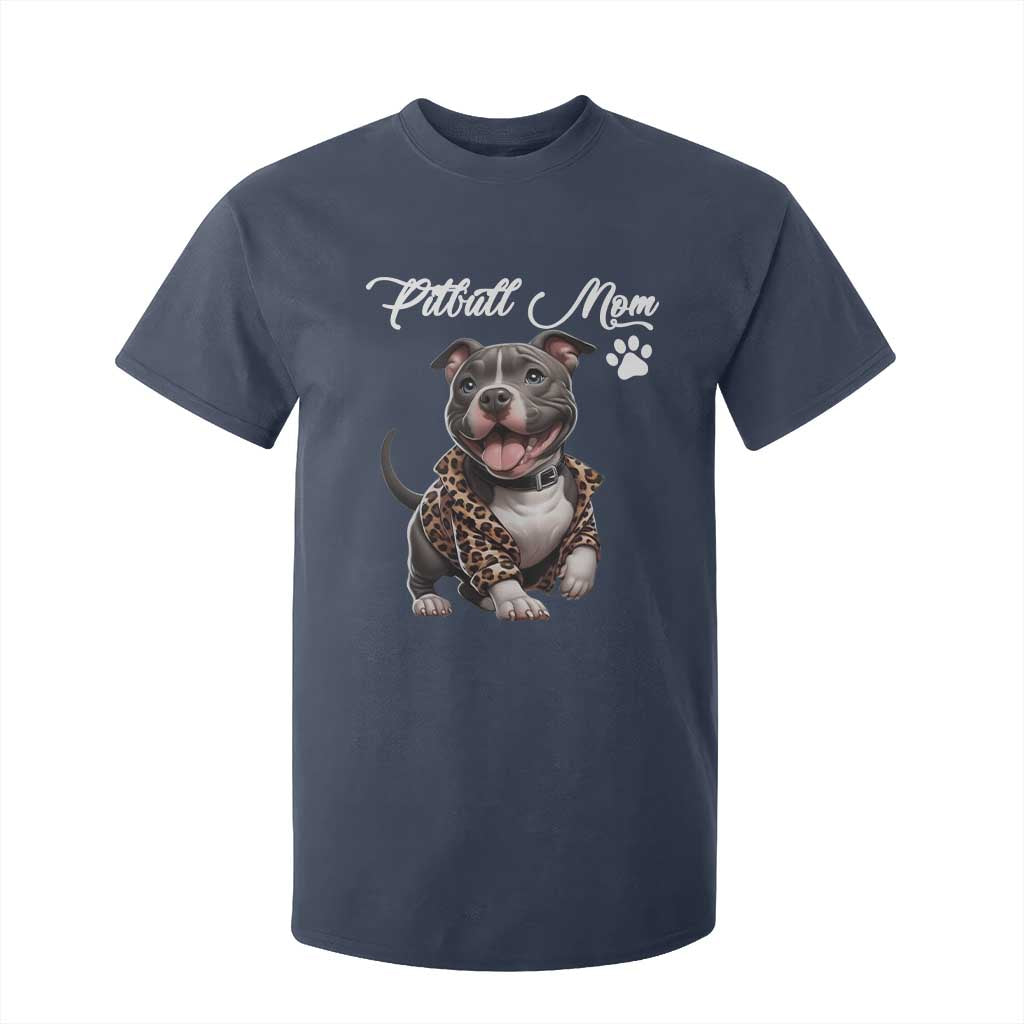 Pitbull Mom T Shirt For Kid Cute Pitbull Puppy Dog Lovers TS12 Navy Print Your Wear