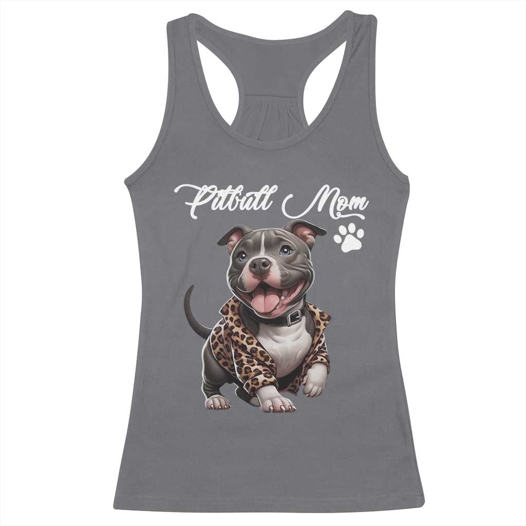 Pitbull Mom Racerback Tank Top Cute Pitbull Puppy Dog Lovers TS12 Charcoal Print Your Wear