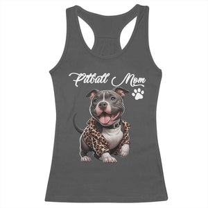 Pitbull Mom Racerback Tank Top Cute Pitbull Puppy Dog Lovers TS12 Dark Heather Print Your Wear