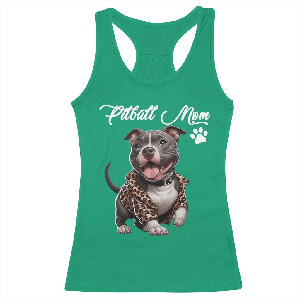 Pitbull Mom Racerback Tank Top Cute Pitbull Puppy Dog Lovers TS12 Irish Green Print Your Wear